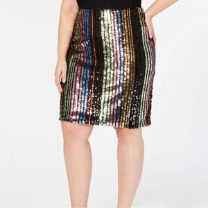 INC International Concepts Multicolor Sequin Pencil Skirt